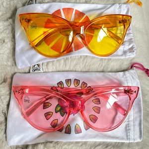 2 pair Rainbow OPTX cat eye sunglasses